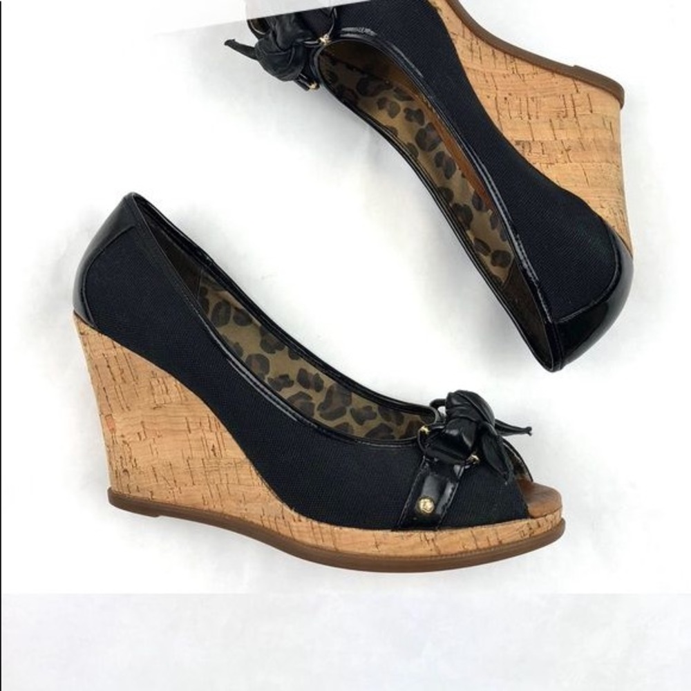 Sperry topsider black peep toe wedges